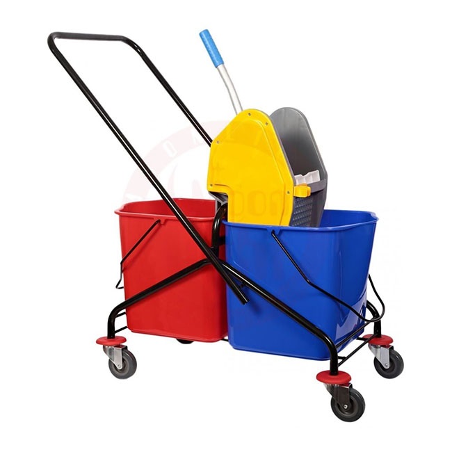Cleaning Trolley Double Bucket with Steel Frame